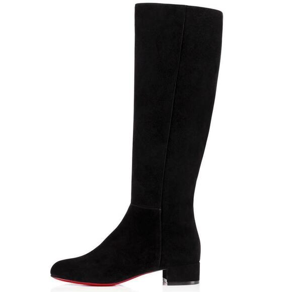 Christian Louboutin Liliboot 30 Black Suede Zipper Zip Knee High Heel Boot 34.5 - Picture 5 of 12